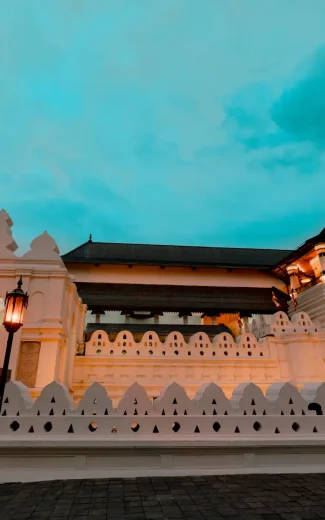 night view of the temple of the sacred tooth relic in kandy. night view of the temple of the sacred tooth relic in kandy.